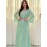 Elegant Floral Printed 1pc Long Sleeve Abaya - Polyester Chiffon Summer Robe with Rhinestone Embellishments and Belt for Middle Eastern Women