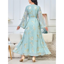Middle Eastern Arabic Collar Dress Dubai Export Women's Loose Abaya Long Robe Gown