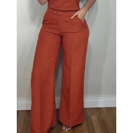 Chic Shoulder Strap Vest and Wide-Leg Pants Set, Minimalist Elegance